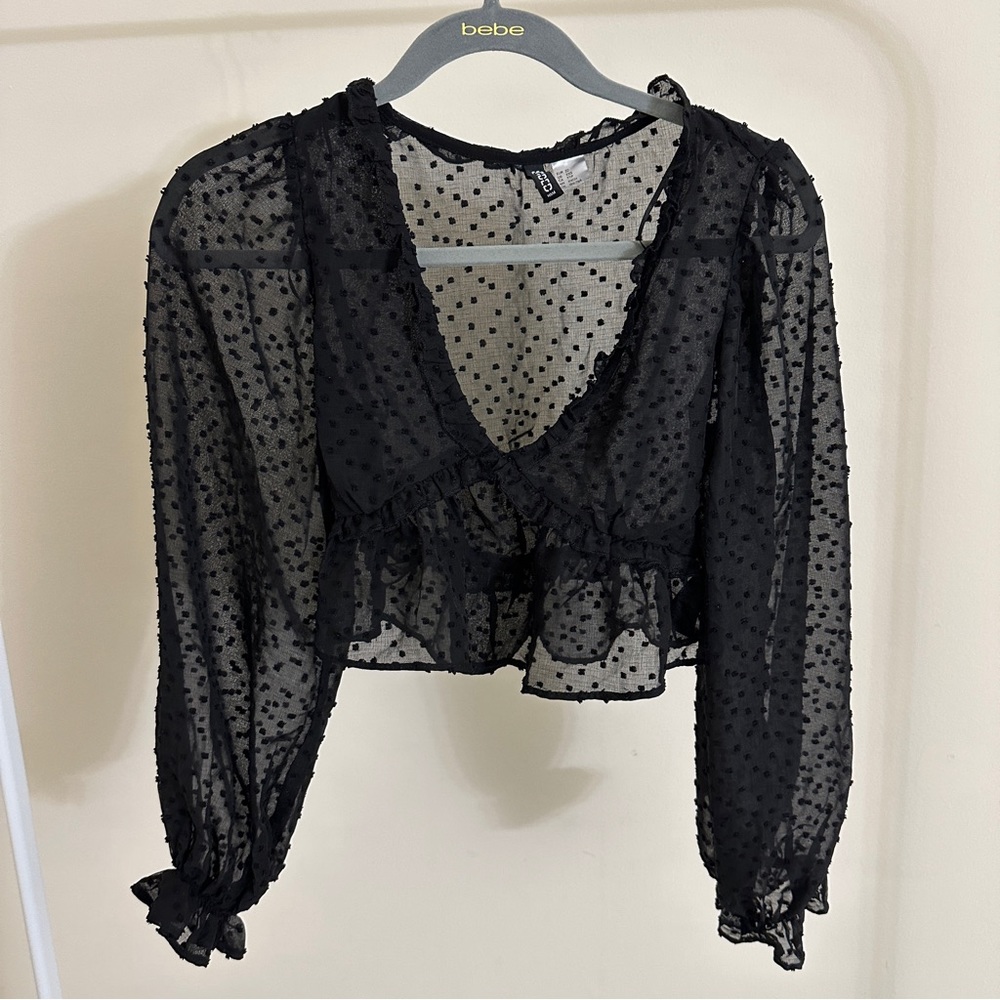 See-through polka dot H&M Top Women’s Size XXS